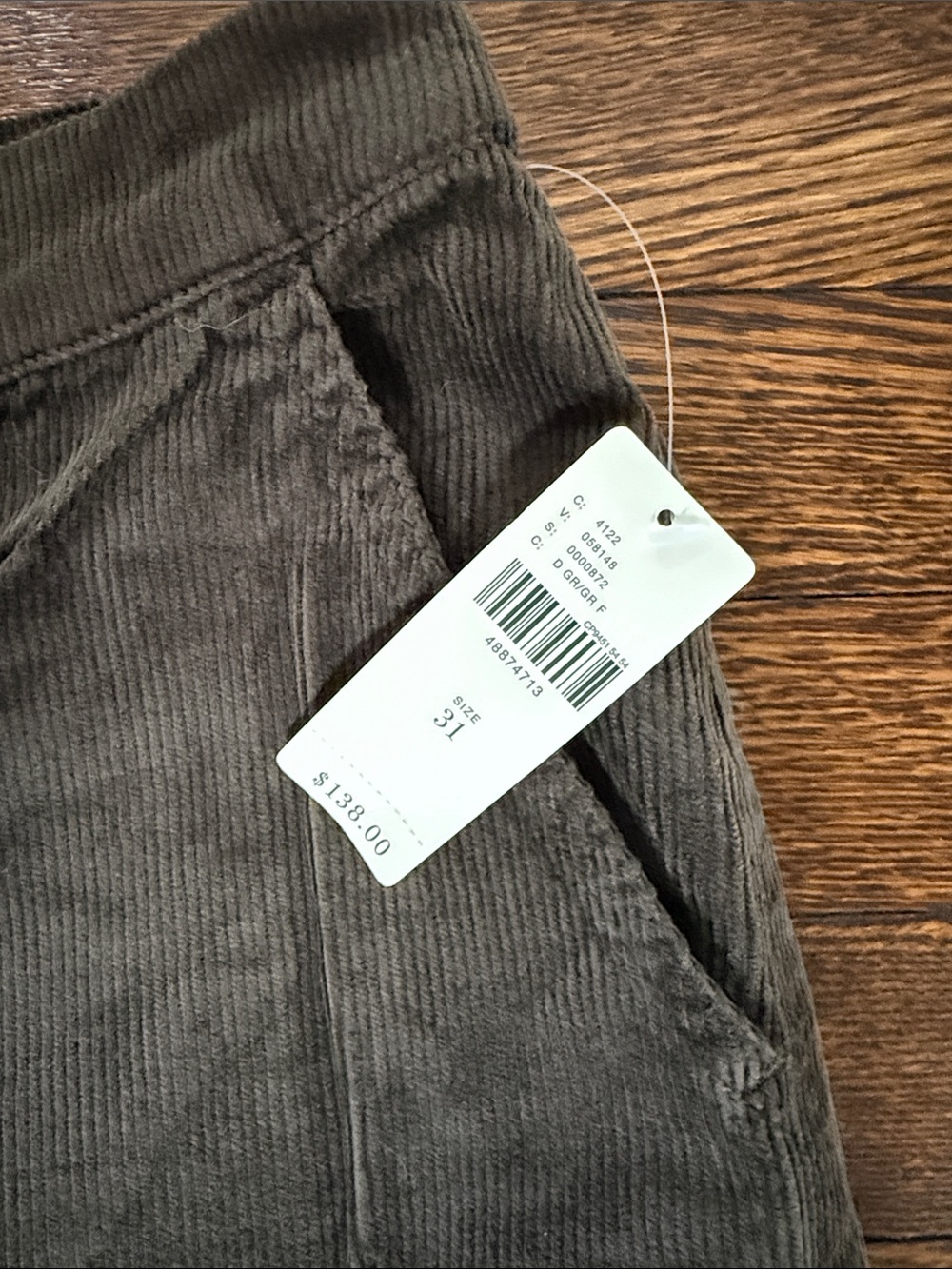 Anthropologie Pilcro Wide leg Corduroy Pants, NWT, 31, Dark Green/Gray - Picture 3 of 5